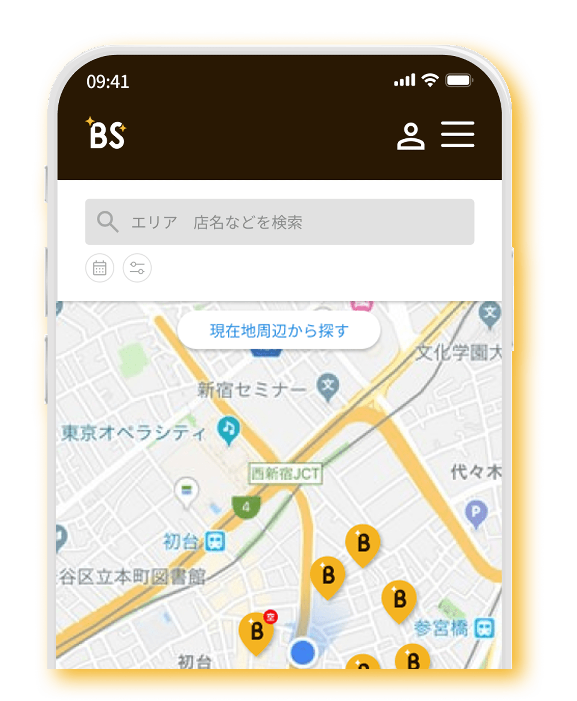 BITSLEEP施設一覧画面。仮眠やテレワークに最適な場所をすぐ検索できます。